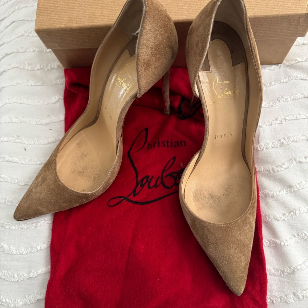 Christian Louboutin Beige Suede Heels